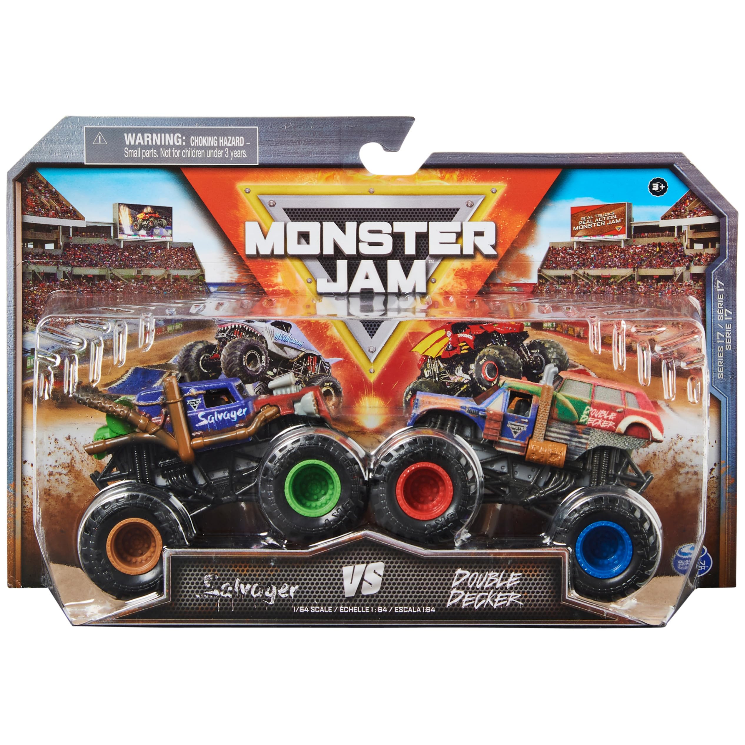 Toy Monster Jam Salvager Vs. Double Decker 1:64 Para Niños Mayores De 3 Años - Venta Internacional.