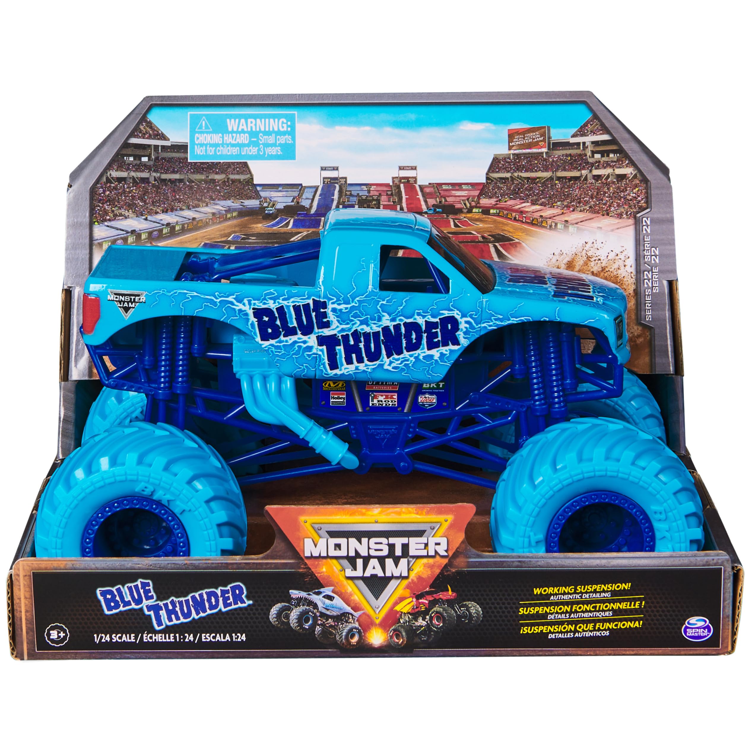Foto 2 pulgar | Toy Monster Truck Monster Jam Blue Thunder 1:24 A Escala 3+ - Venta Internacional.