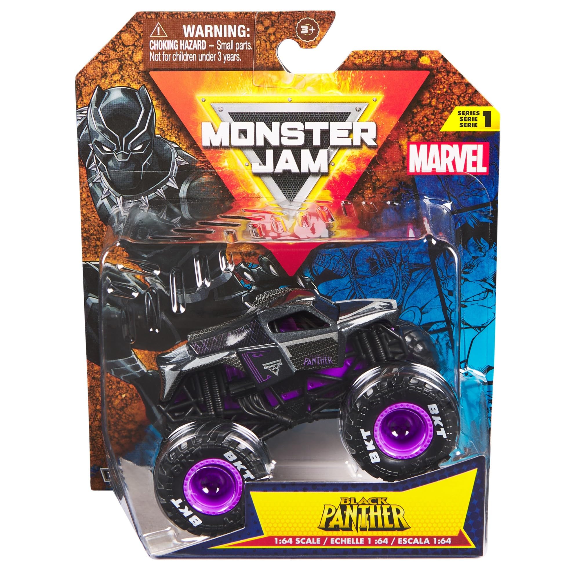Foto 2 pulgar | Monster Truck Monster Jam 2024 Marvel 1:64 Black Panther Fundido A Presión - Venta Internacional.