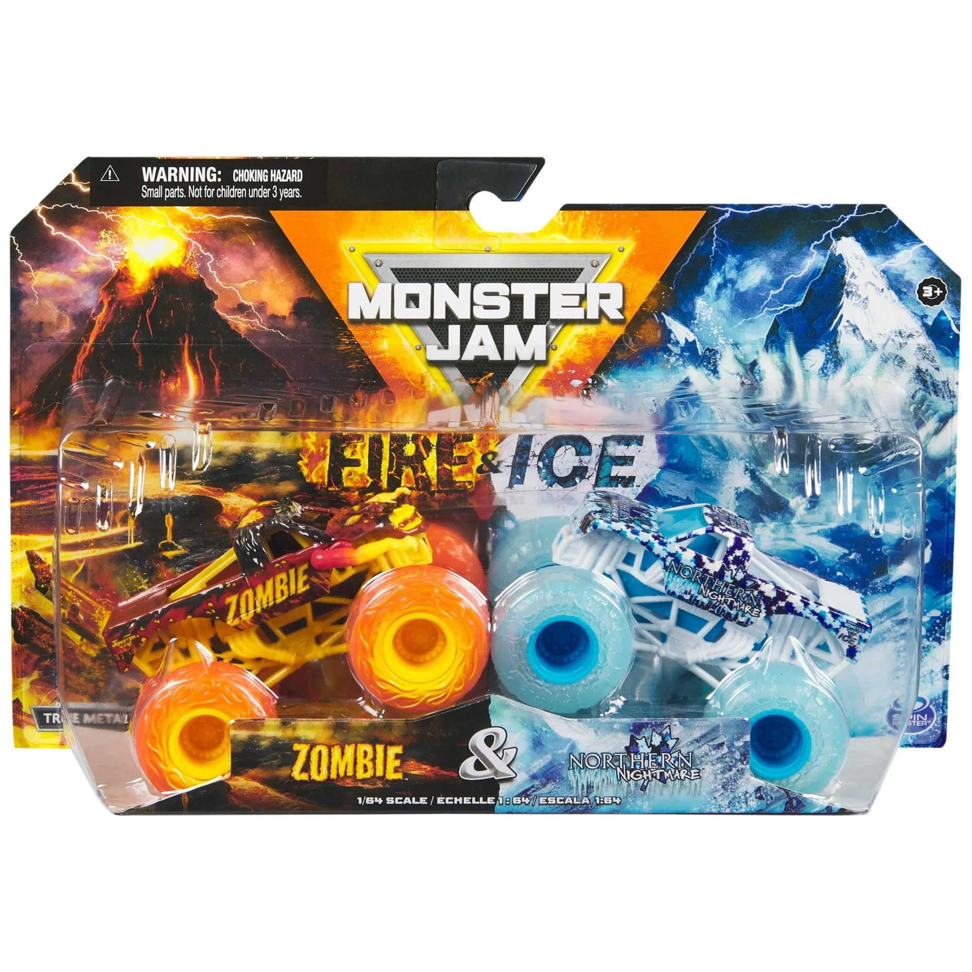 Foto 2 pulgar | Toy Monster Truck Monster Jam Fire & Ice 2024 1:64 Paquete De 2 - Venta Internacional.