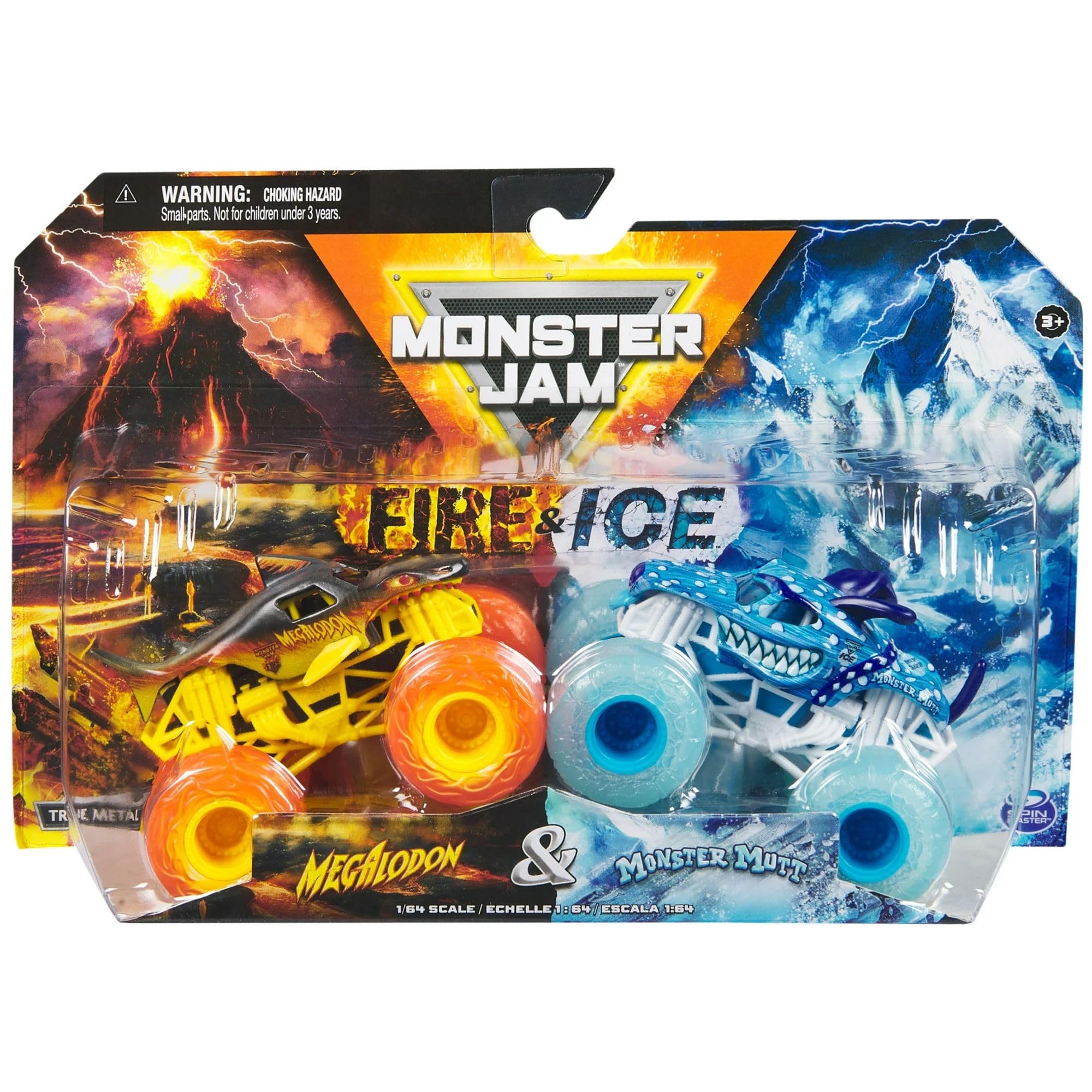 Foto 1 | Monster Truck Monster Jam 2024 Fire & Ice Fundidos A Presión, Paquete De 2 - Venta Internacional.