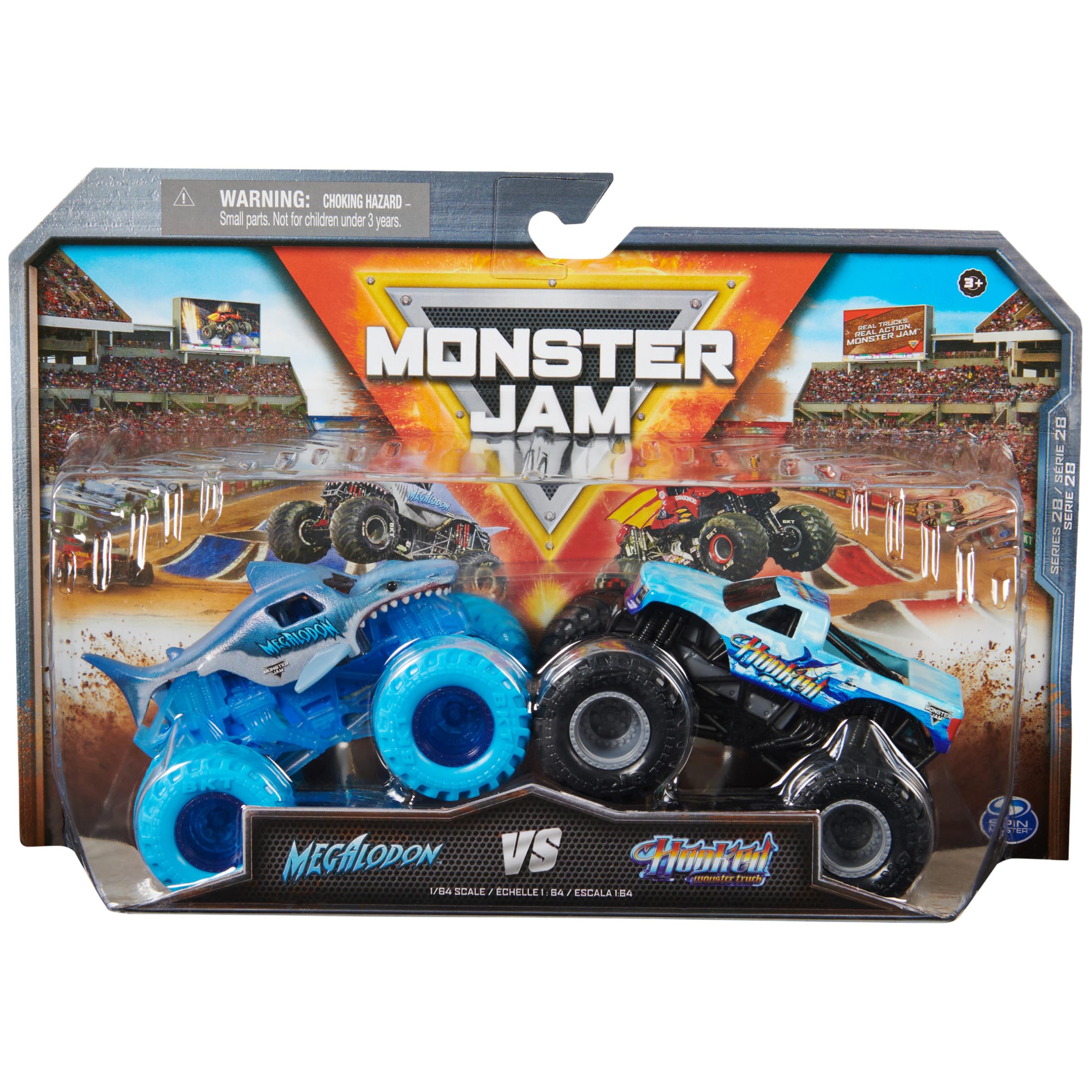 Toy Monster Jam Megalodon Vs. Camiones Fundidos A Presión Enganchados 1:64 - Venta Internacional.