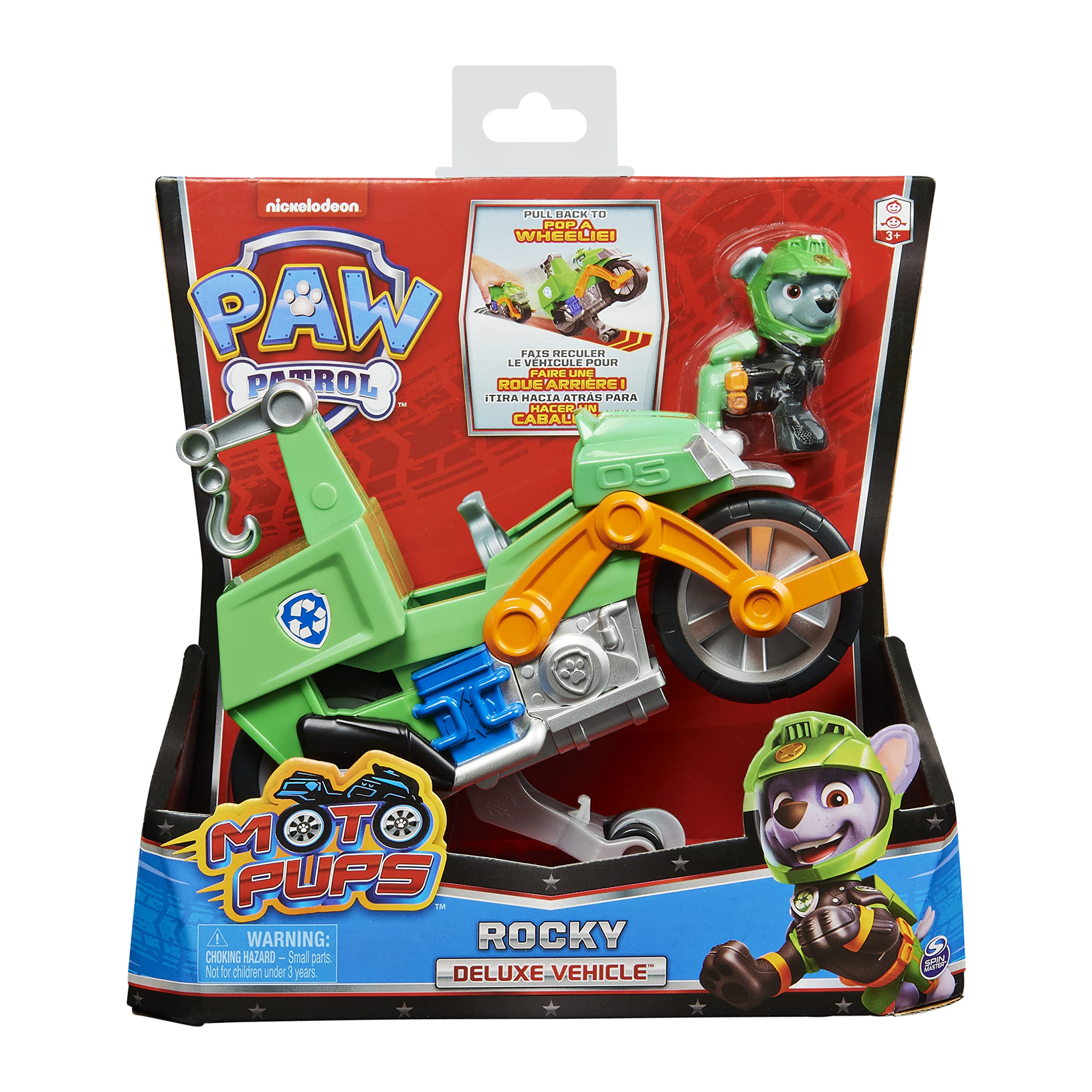 Foto 3 pulgar | Vehículo De Juguete Paw Patrol Moto Pups Rocky Pull Back Con Figura - Venta Internacional.
