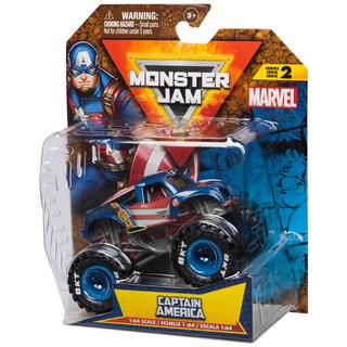 Foto 7 | Toy Monster Truck Monster Jam Marvel Capitán América 1:64 - Venta Internacional.