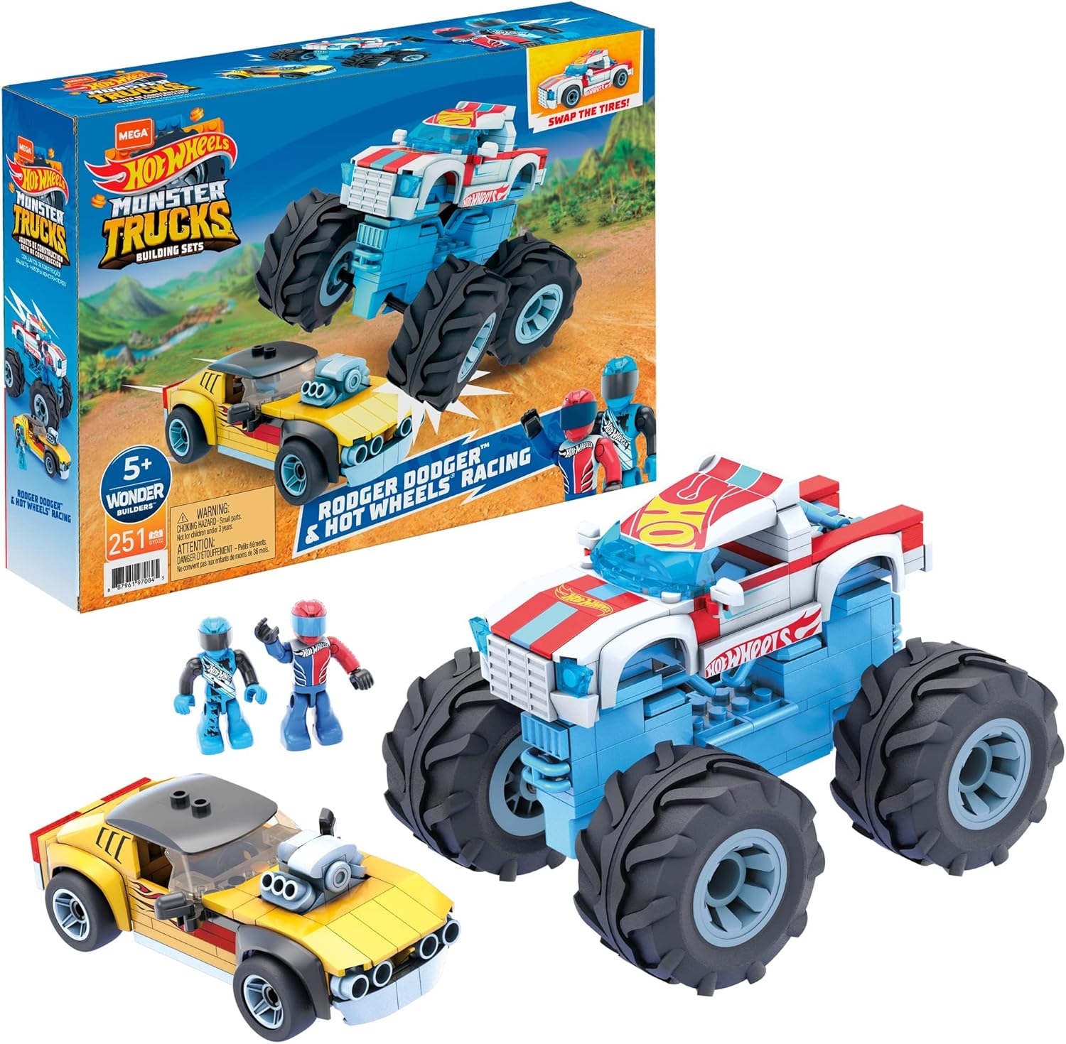 Foto 1 | Megaconstrux Monster Rodger Dodger & Hot Wheels Racing 251pz