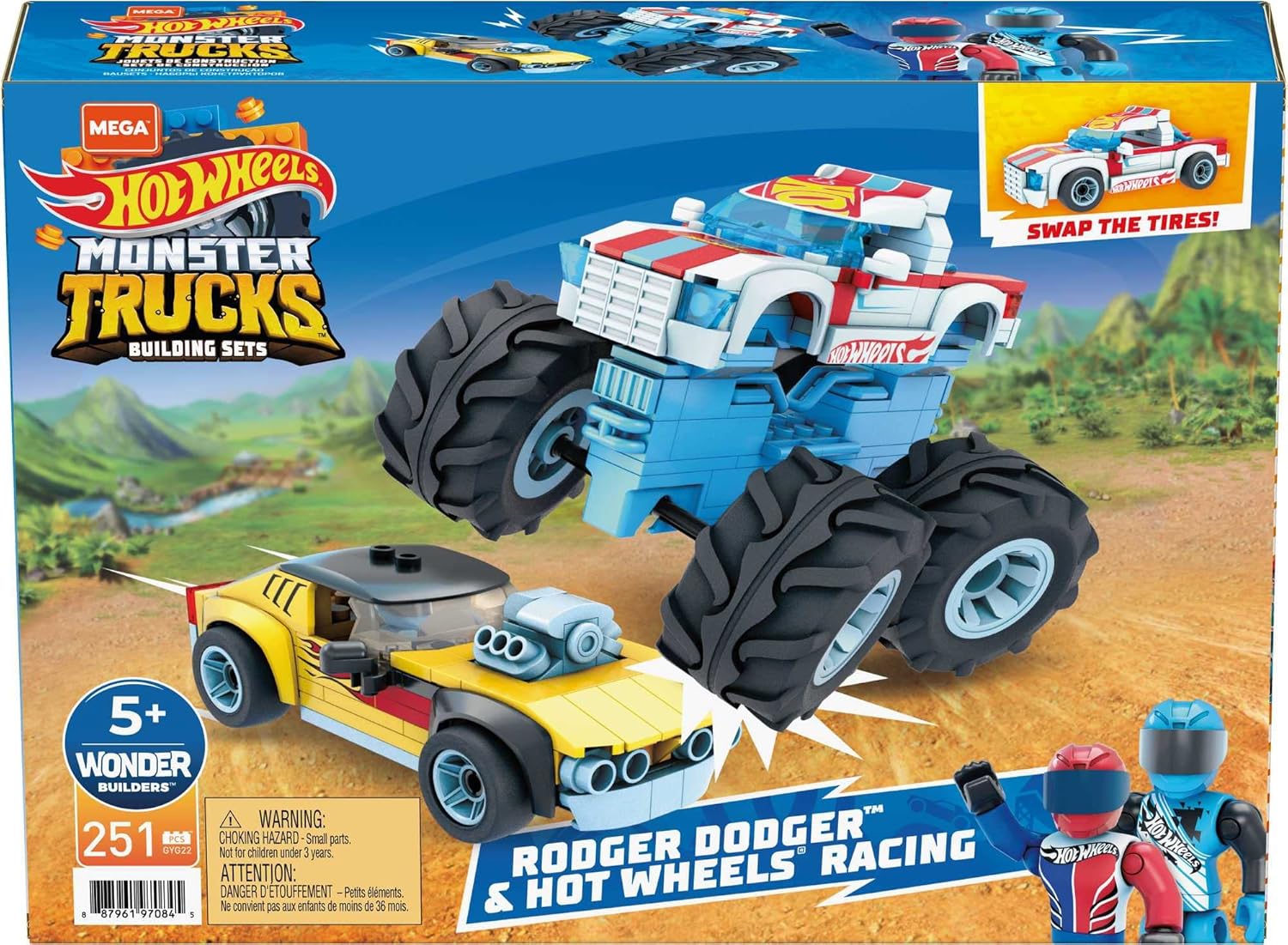 Foto 7 pulgar | Megaconstrux Monster Rodger Dodger & Hot Wheels Racing 251pz