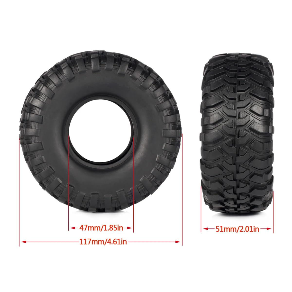 Foto 3 pulgar | Neumáticos 1/10 Rc Crawler 1.9 De Goma 117 X 51 Mm Con Insertos De Espuma - Venta Internacional.