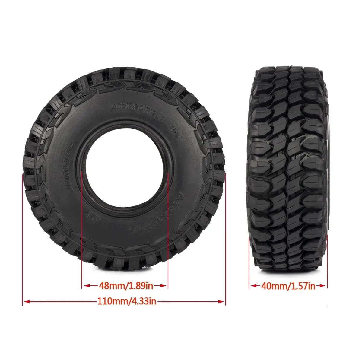 Foto 3 pulgar | Neumáticos 1/10 Rc Crawler 1.9 De Goma 110x40 Mm Para Gen7 Gen8 Scx10 - Venta Internacional.