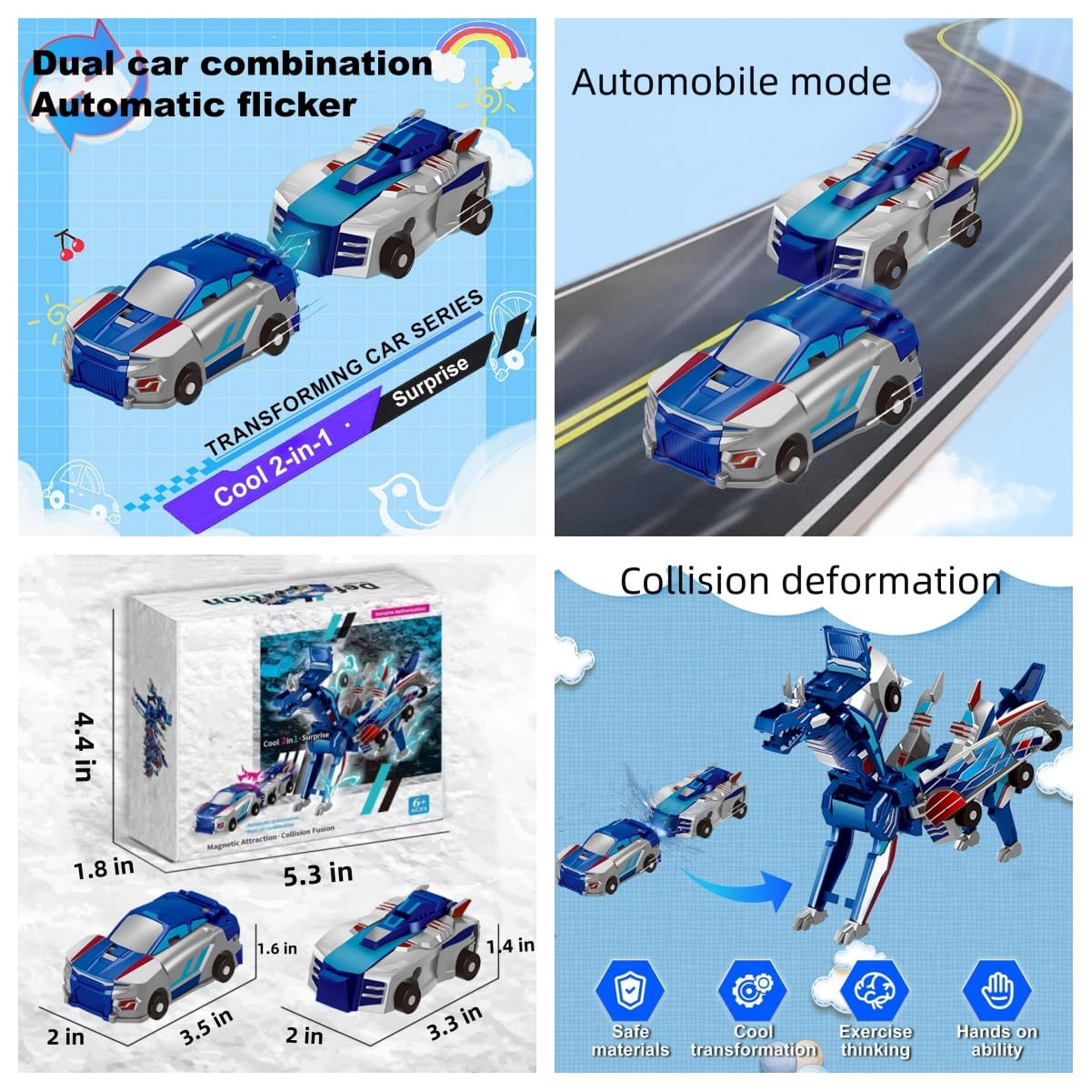 Foto 5 pulgar | Transformer Unicorn Transforming Para Coches De Juguete, 2 Unidades, Para Niños - Venta Internacional.