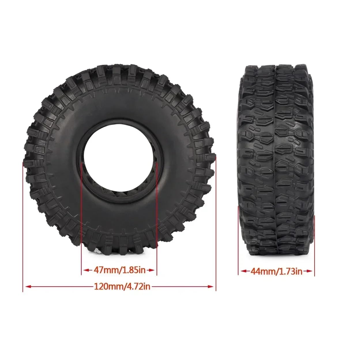 Foto 3 pulgar | Neumáticos 1/10 Rc Crawler 1.9 De Goma De 120 X 44 Mm Con Insertos De Espuma - Venta Internacional.