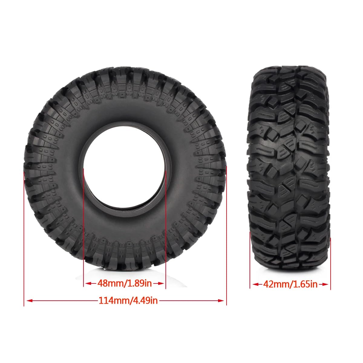 Foto 3 pulgar | Neumáticos 1/10 Rc Crawler 1.9 De Goma 114x42 Mm Para Gen7 Gen8 Scx10 - Venta Internacional.