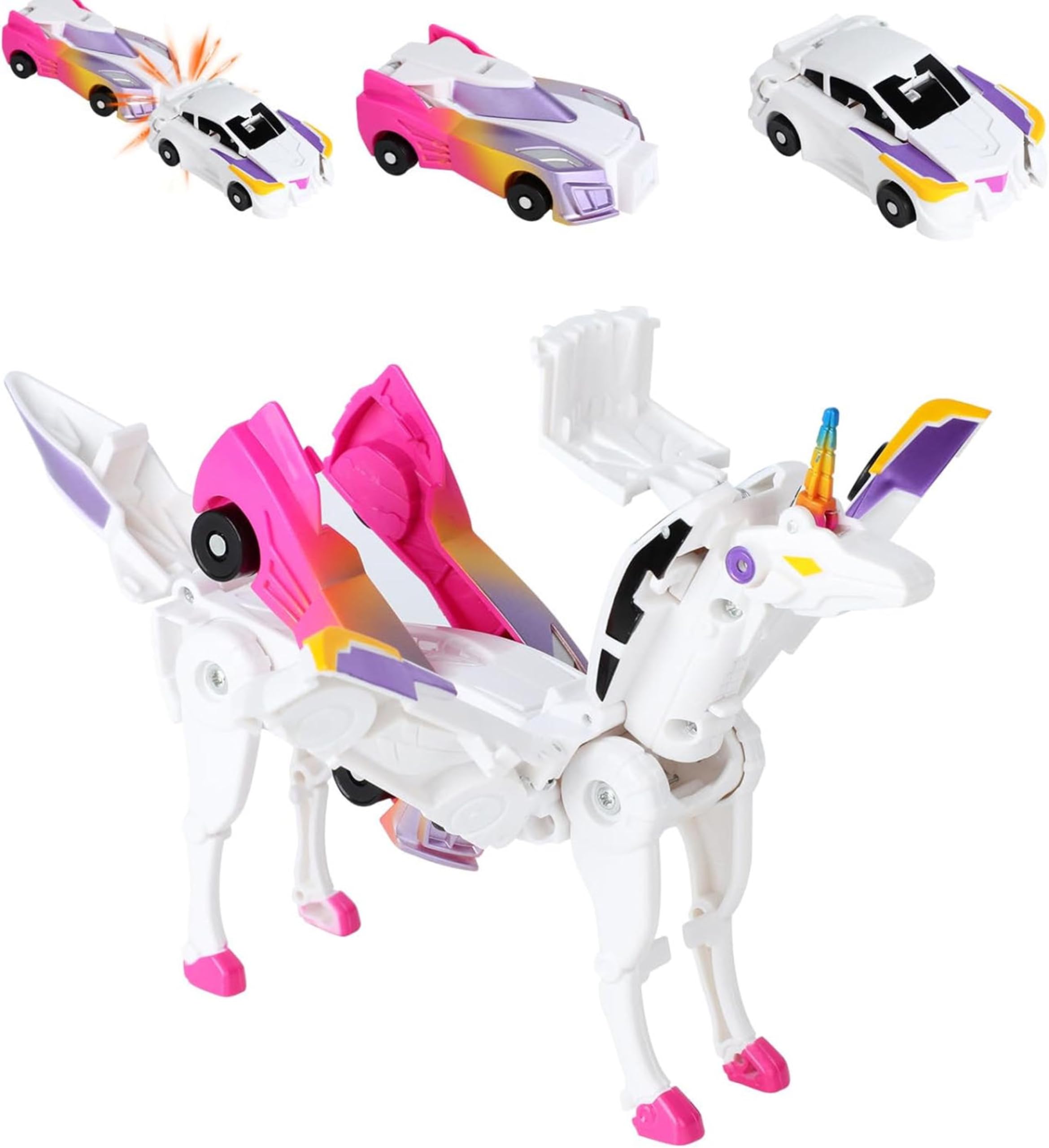 Foto 2 pulgar | Set De Unicornios Transformadores Toy Car-robot Para Niños (2 Unidades), Color Rosa - Venta Internacional.