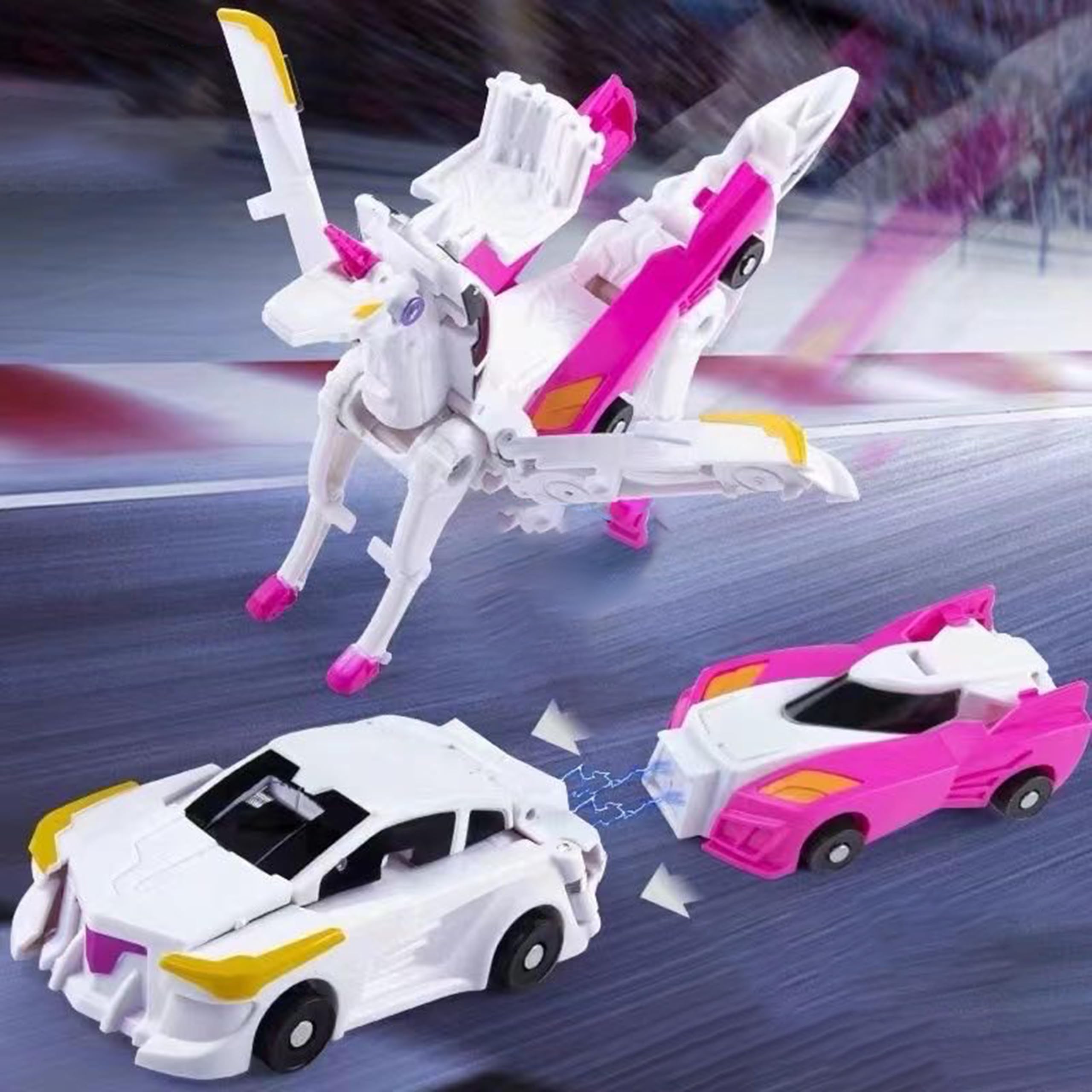 Foto 4 pulgar | Set De Unicornios Transformadores Toy Car-robot Para Niños (2 Unidades), Color Rosa - Venta Internacional.