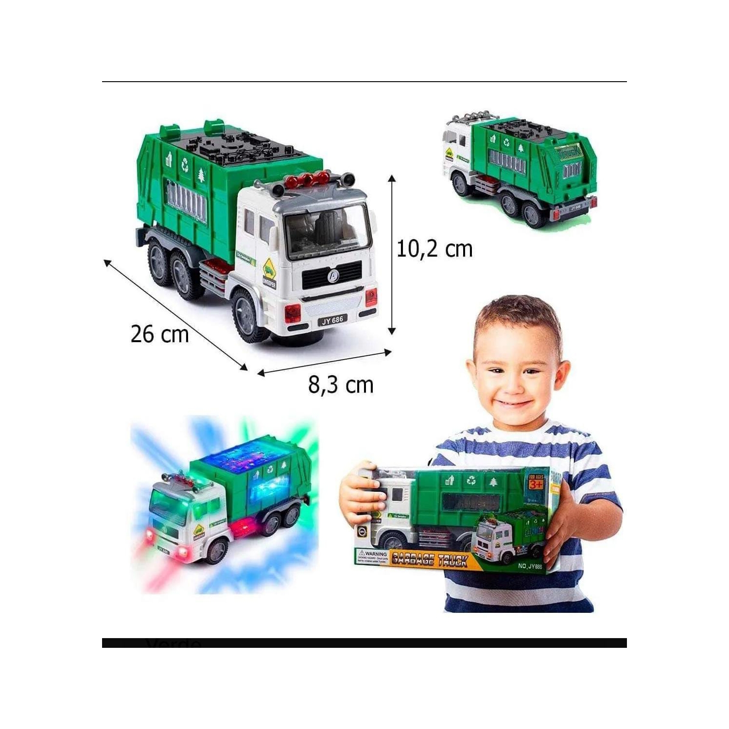 Camión De Recolección De Basura De Juguete Con Luces Y Efectos De Sonido 4d - Venta Internacional.