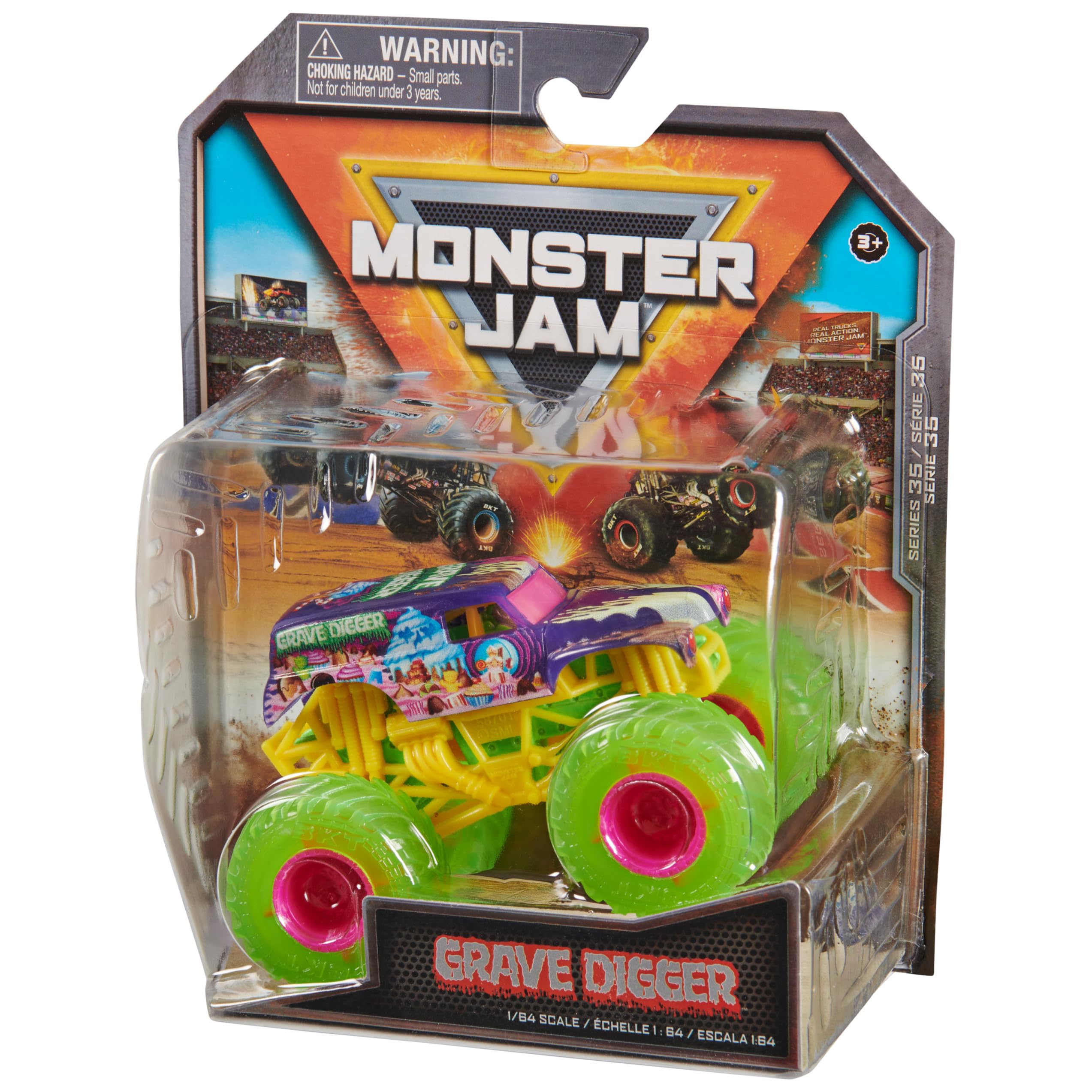 Foto 8 pulgar | Tuy Monster Truck Monster Jam Grave Digger 1:64 Fundido A Presión - Venta Internacional.