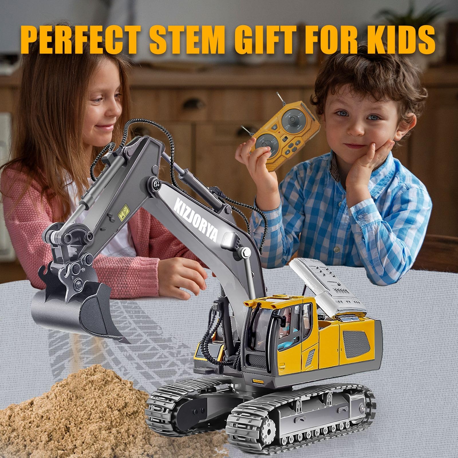 Foto 7 | Excavadora De Control Remoto Kizjorya Recargable De 11 Canales Para Niños - Venta Internacional.