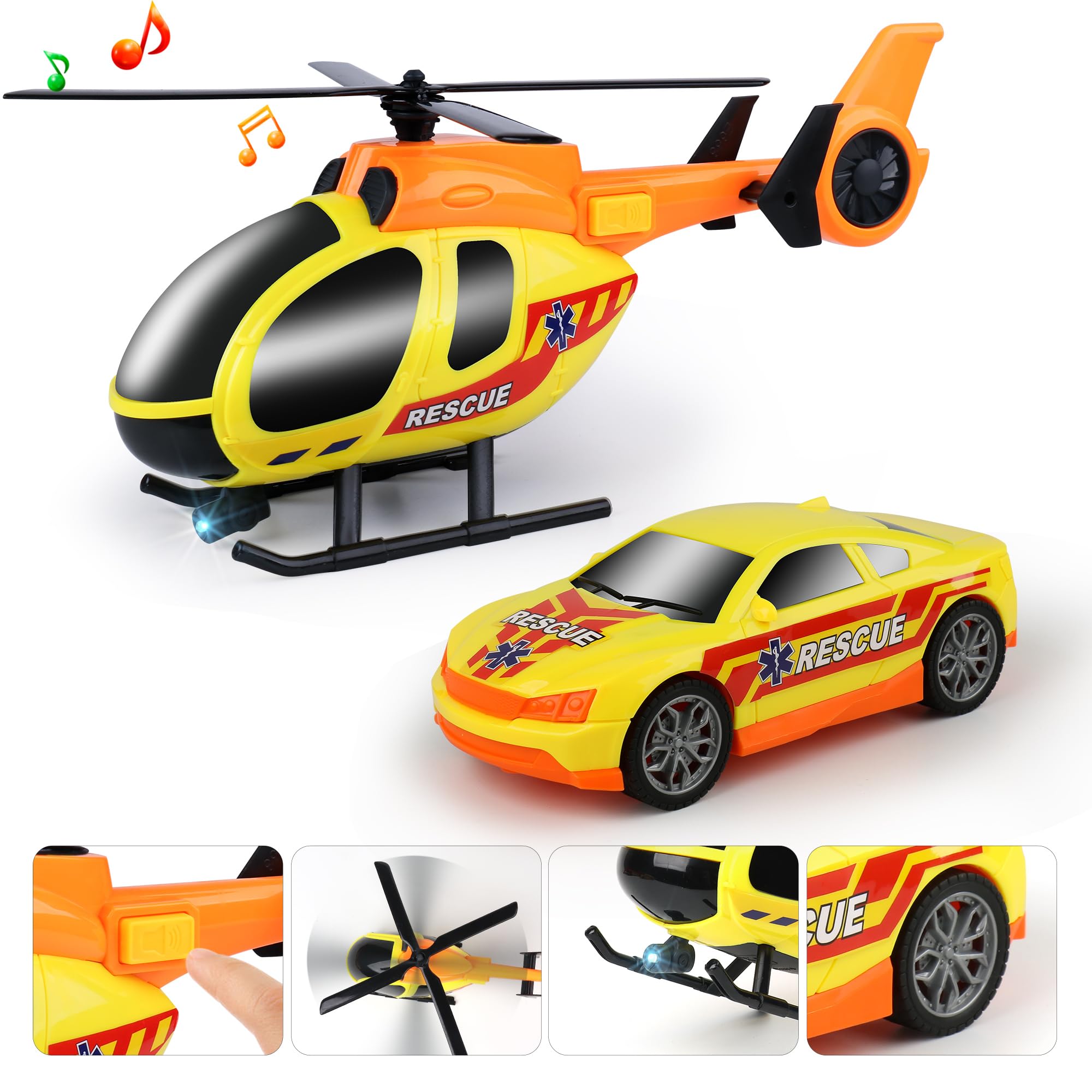 Foto 4 pulgar | Camión De Remolque De Juguete Dwi Dowellin De 25,6 Cm Con Coche De Carreras Y Helicóptero - Venta Internacional.