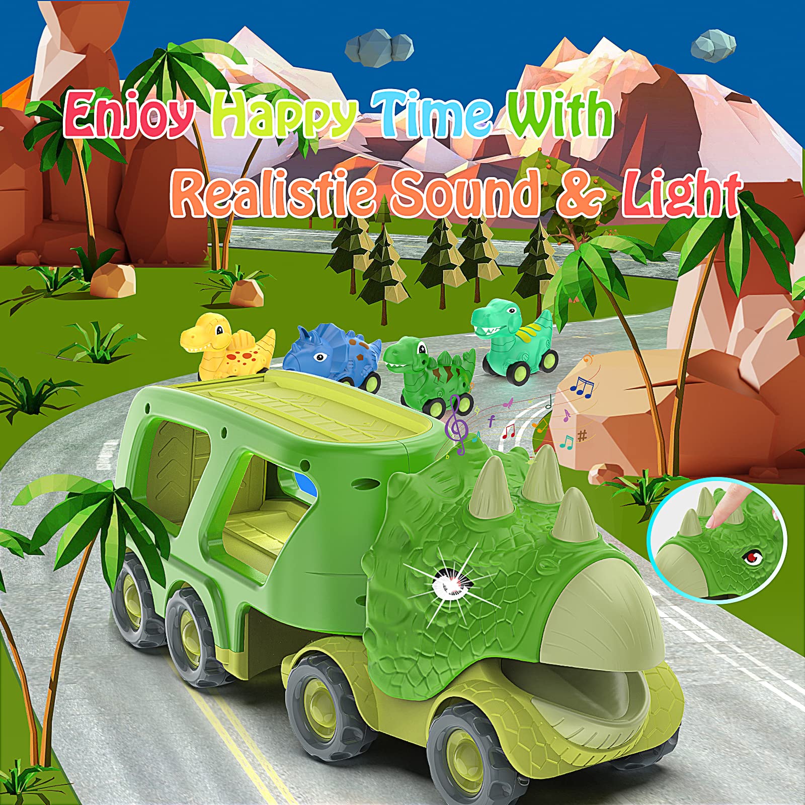 Foto 3 pulgar | Camión De Transporte Veslier De Juguete Con Forma De Dinosaurio Con 4 Coches De Dinosaurio, 3 O Más - Venta Internac