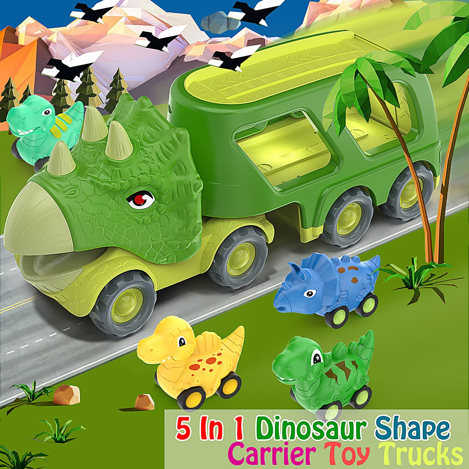Foto 4 pulgar | Camión De Transporte Veslier De Juguete Con Forma De Dinosaurio Con 4 Coches De Dinosaurio, 3 O Más - Venta Internac