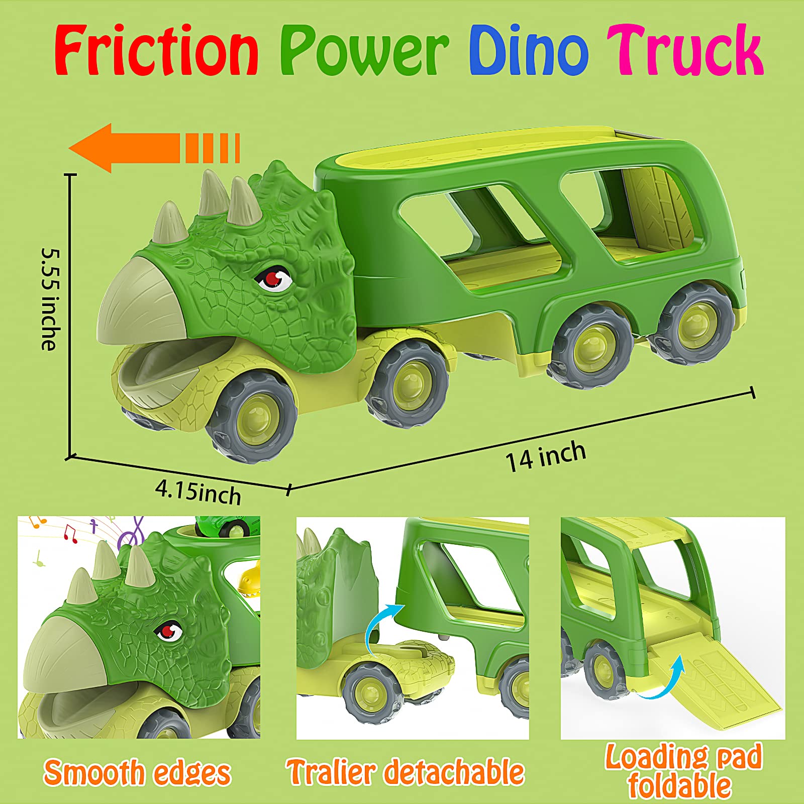 Foto 5 pulgar | Camión De Transporte Veslier De Juguete Con Forma De Dinosaurio Con 4 Coches De Dinosaurio, 3 O Más - Venta Internac