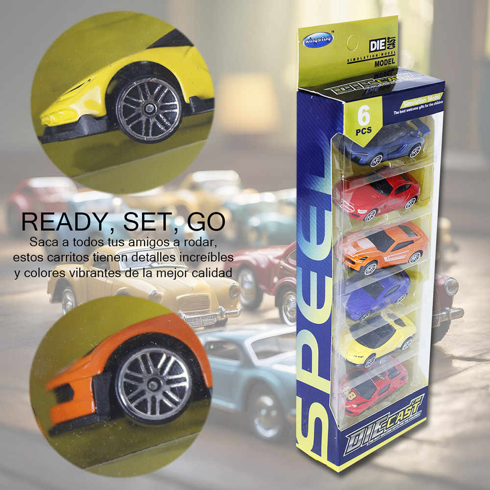 Foto 4 pulgar | Carritos Para Pista De Carreras Paquete De 6 Surtidos
