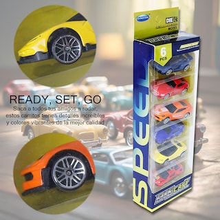 Foto 3 | Carritos Para Pista De Carreras Paquete De 6 Surtidos