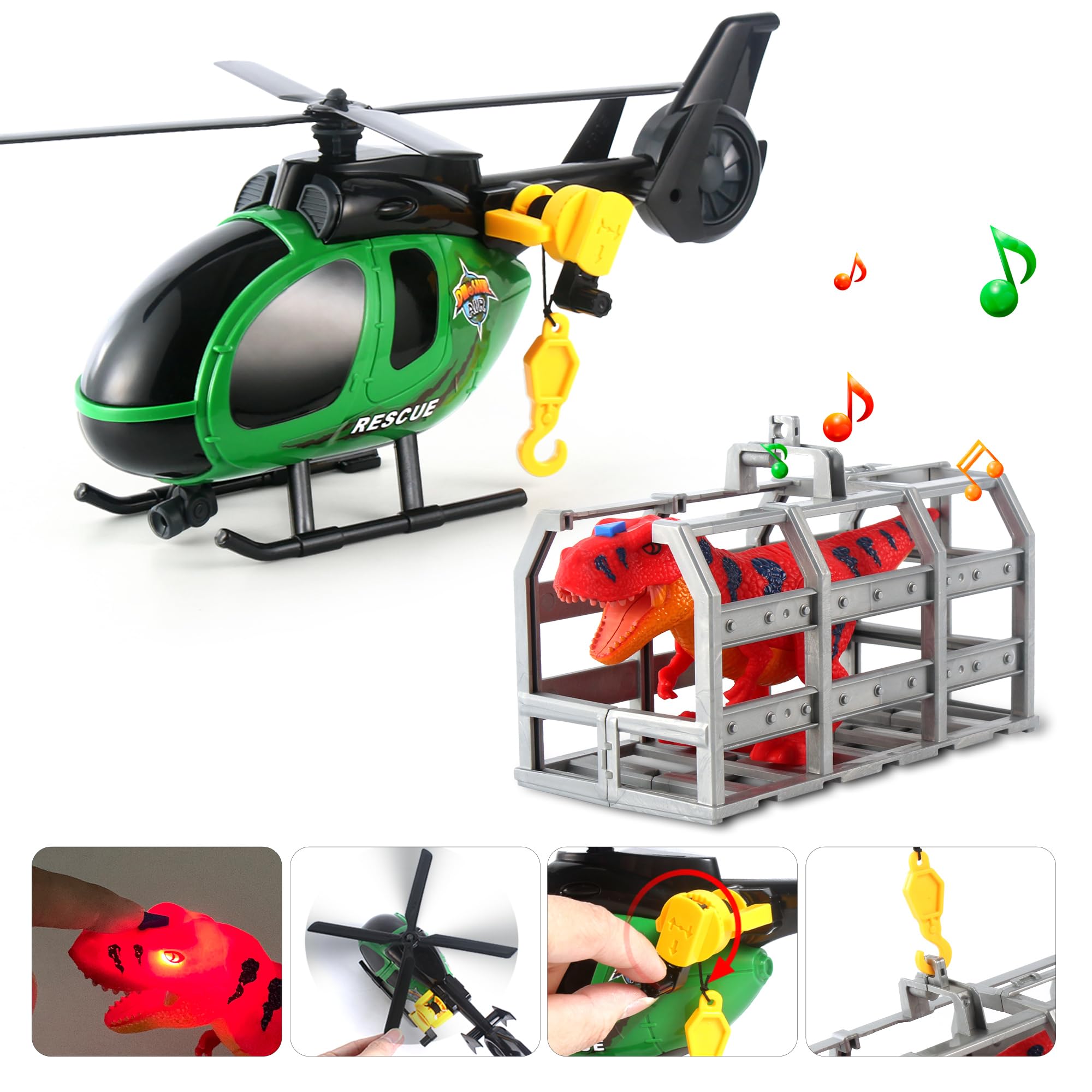 Foto 4 pulgar | Carrier Truck Toy Dwi Dowellin De 25,6 Cm Con Helicóptero Y Dinosaurio - Venta Internacional.
