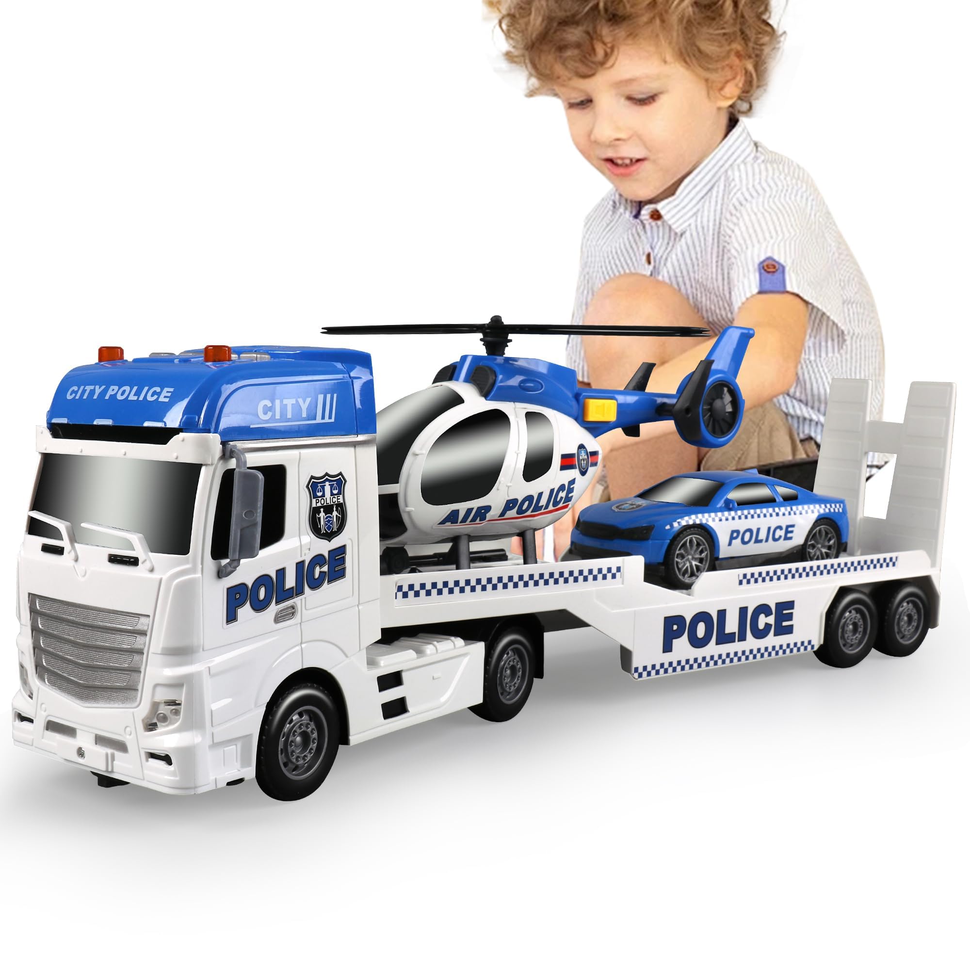 Foto 2 pulgar | Semirremolque De Juguete Dwi Dowellin Para Niños Pequeños De 3 A 6 Años Con Coche - Venta Internacional.