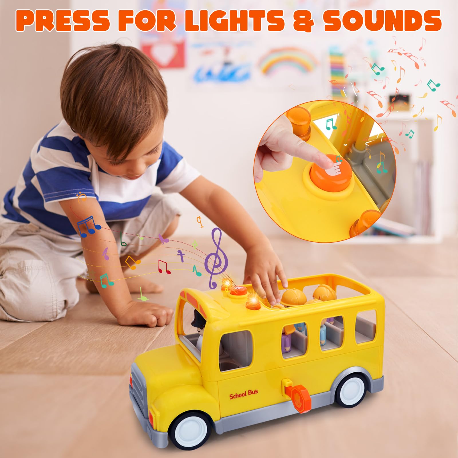 Foto 3 pulgar | Autobús Escolar De Juguete Nicmore 2024 Con Luces Y Sonidos Y 5 Figuras De Más De 18 M - Venta Internacional.