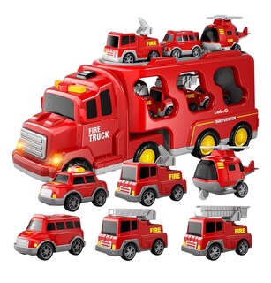 Foto 2 | Vehículo De Juguete Lab.g De Bomberos 7 En 1 Con Juego De Mapas Rojo