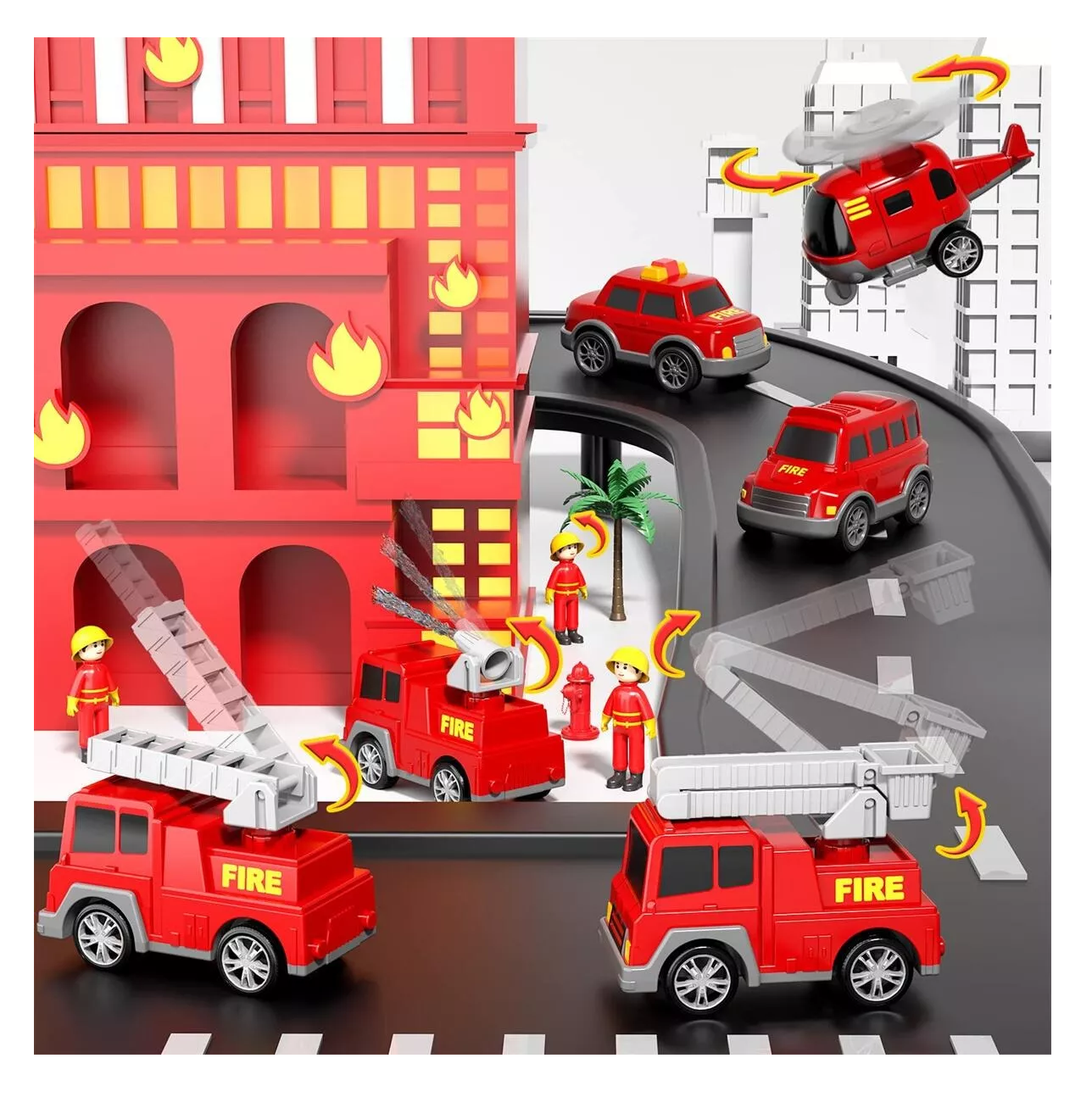 Foto 4 pulgar | Vehículo De Juguete Lab.g De Bomberos 7 En 1 Con Juego De Mapas Rojo