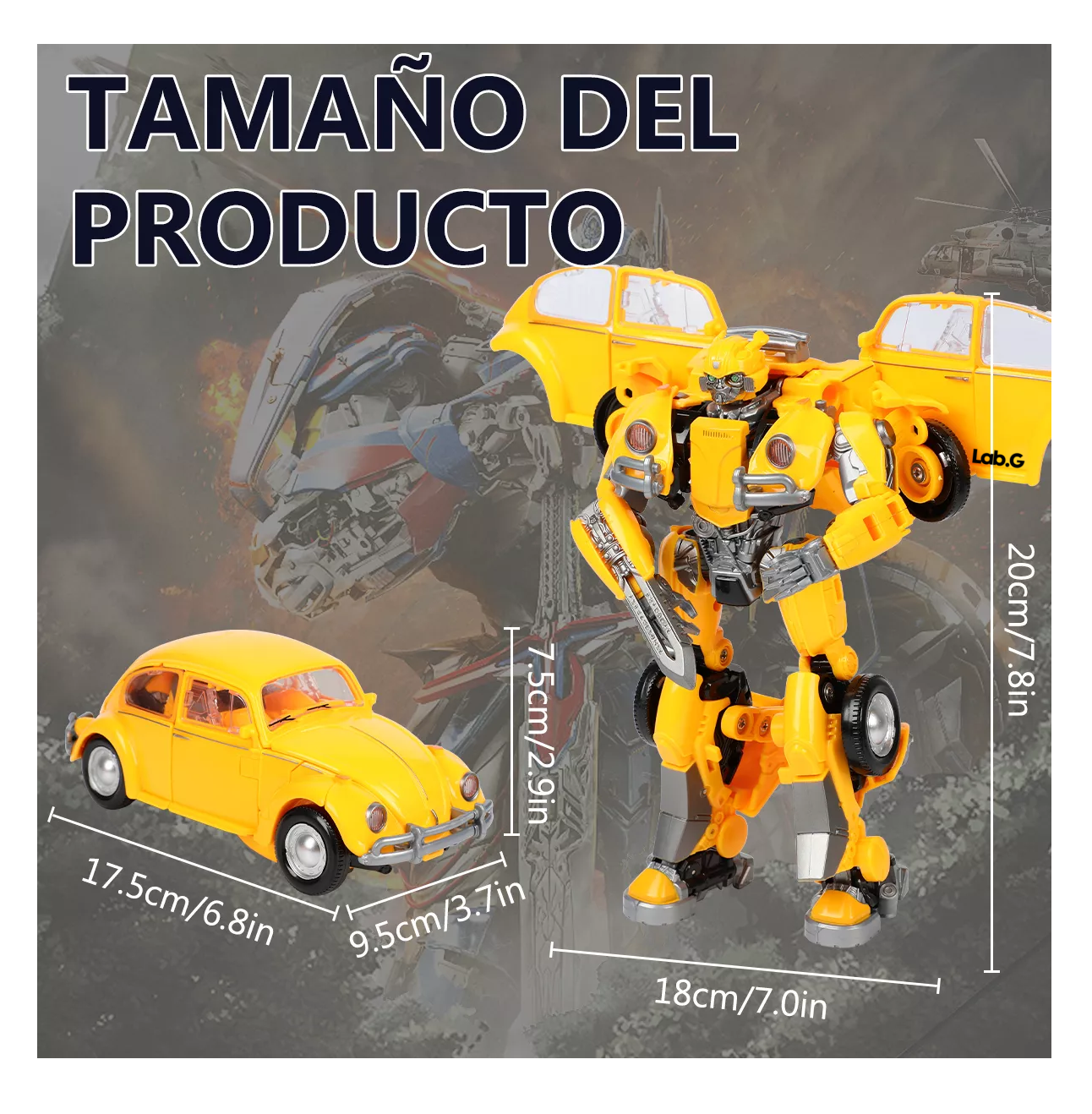 Foto 5 pulgar | Juguete Para Niños Con Coche Robot Transformador De Aleación Amarillo