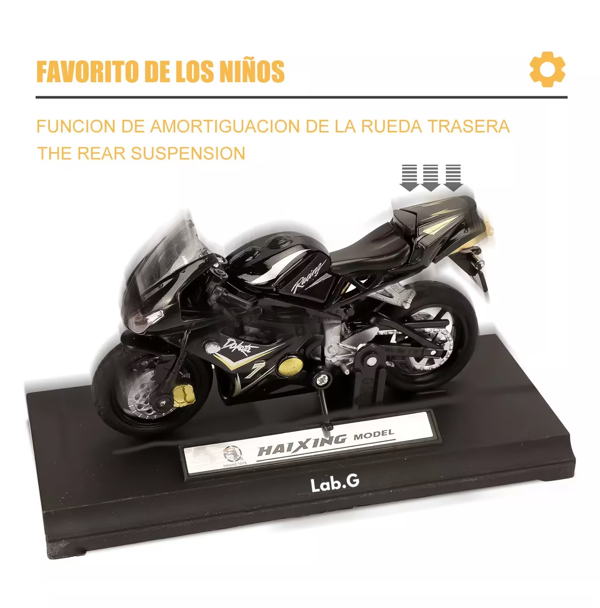 Foto 5 pulgar | Motocicleta de Juguete Lab.G Escala 1:18 Ducati1098s Negro