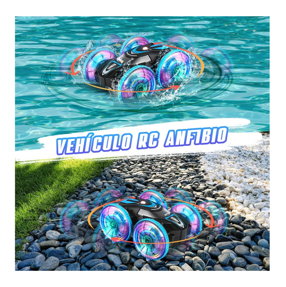 Foto 4 pulgar | Carros Coches De Juguete Control Remoto Recargable Anfibio, Belug  Azul