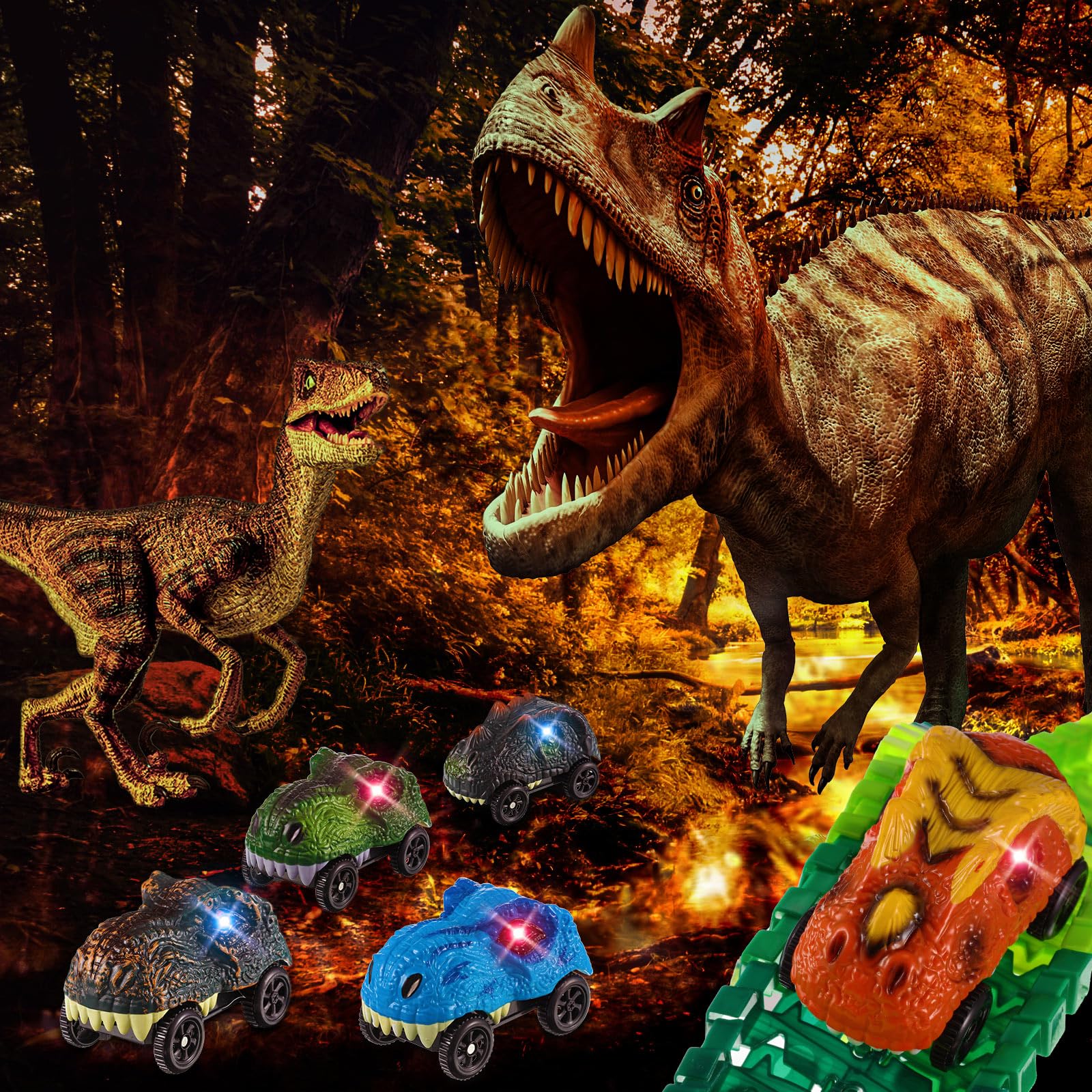 Foto 5 pulgar | Coches con Forma de Dinosaurio Skylety con Luz Led 6 Piezas - Venta Internacional