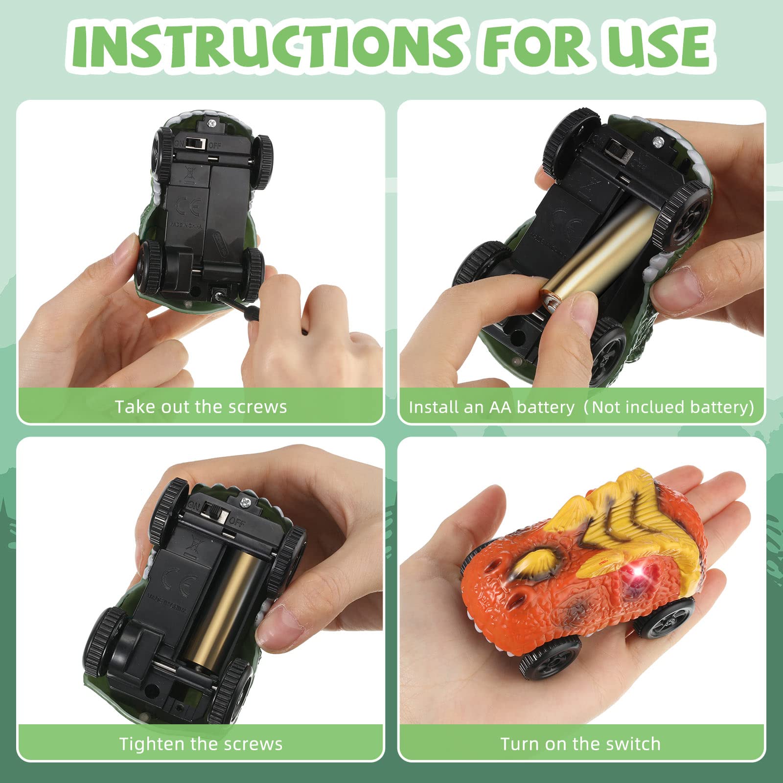 Foto 6 pulgar | Coches con Forma de Dinosaurio Skylety con Luz Led 6 Piezas - Venta Internacional