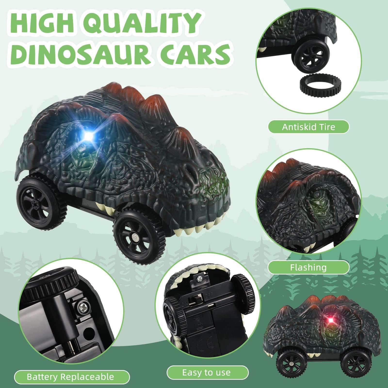 Foto 7 pulgar | Coches con Forma de Dinosaurio Skylety con Luz Led 6 Piezas - Venta Internacional