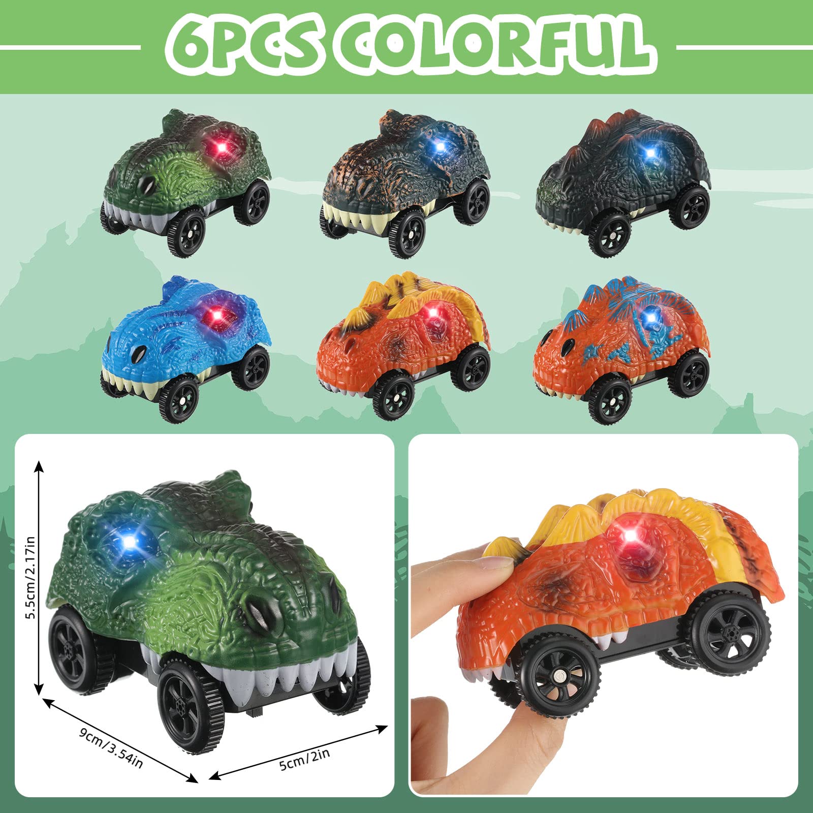 Foto 8 pulgar | Coches con Forma de Dinosaurio Skylety con Luz Led 6 Piezas - Venta Internacional
