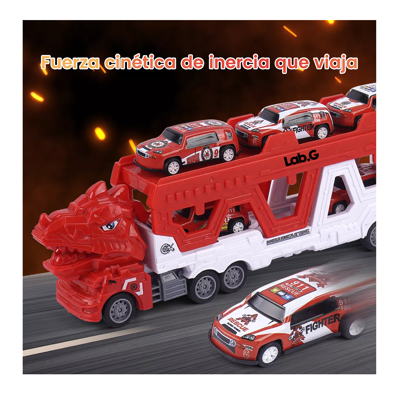 Foto 5 pulgar | Camion De Bomberos Con Pista Catapultante 6 Pzs Rojo/blanco