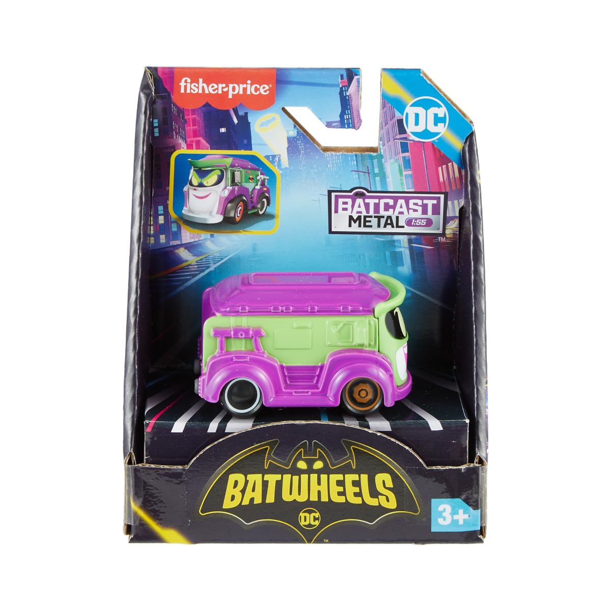 Foto 2 pulgar | Vehículo De Juguete Fisher-price Dc Batwheels Bromea Con La Furgoneta Joker - Venta Internacional.