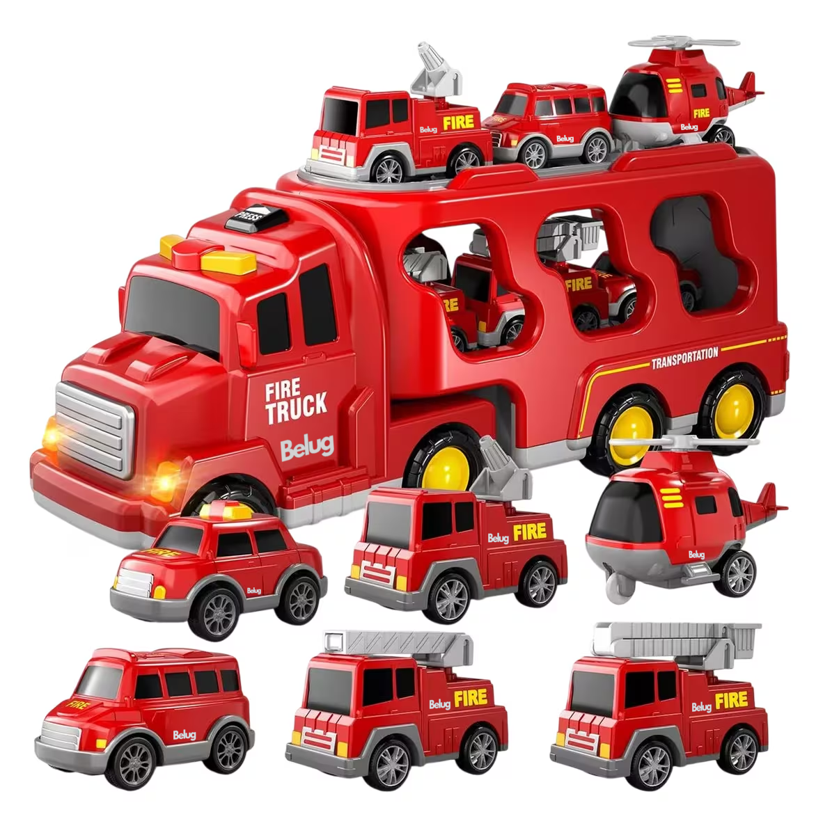 Foto 2 pulgar | Vehículo De Juguete De Bomberos 7 En 1 Con Juego De Mapas Belug Rojo