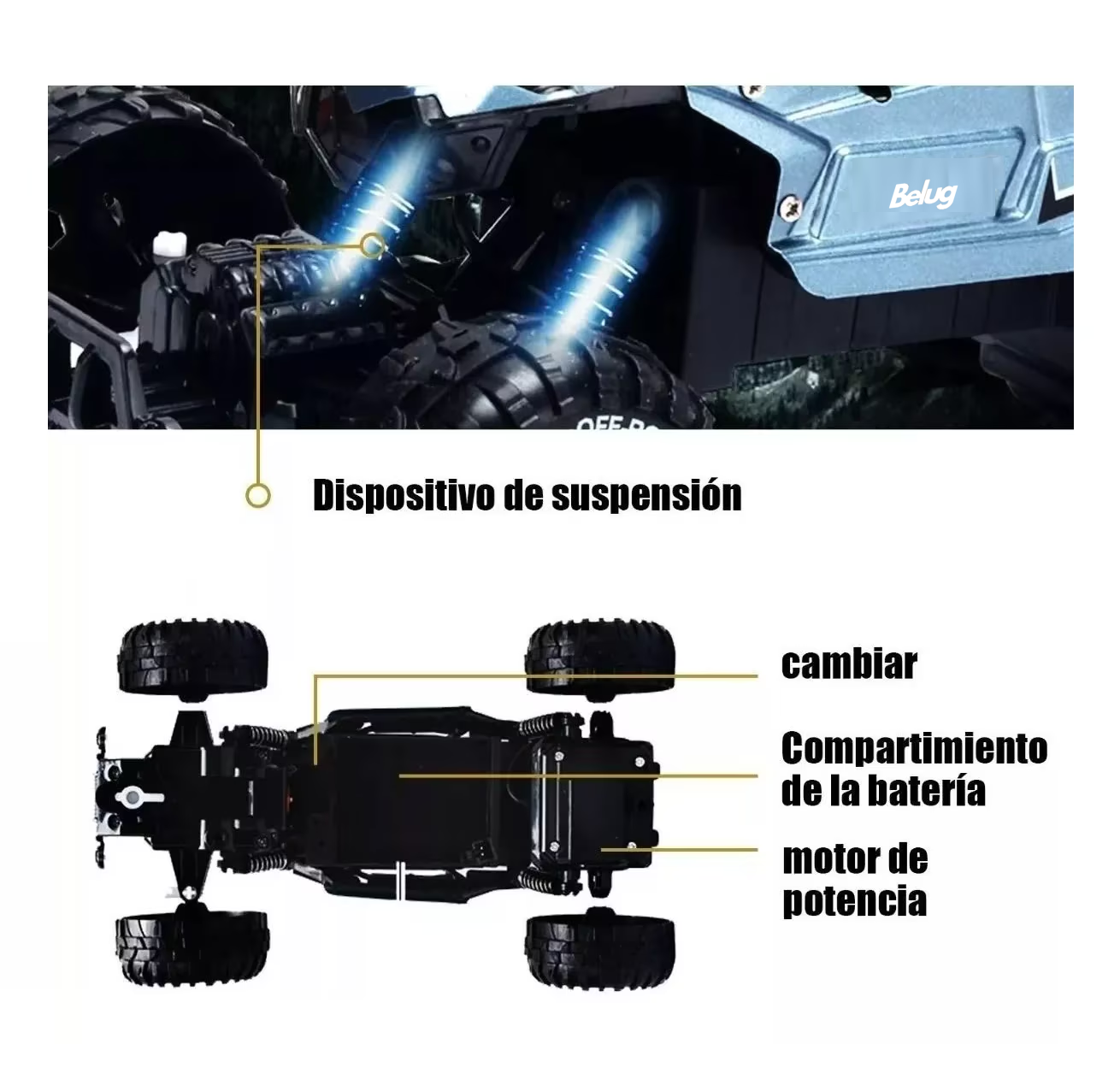Foto 2 | Carro Control Remoto Recargable Todoterreno Belug Azul