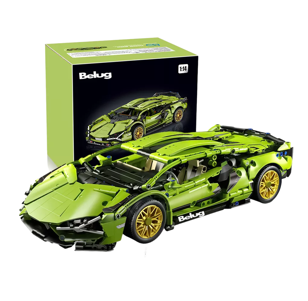 Bloques De Construcción Coche Carreras 1299 Pzs + Súper Realista, Belug  Verde