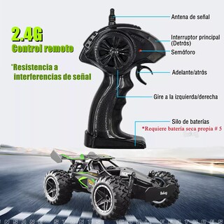 Foto 4 | Carro De Control Remoto De Alta Velocidad Impermeable 1/18, Belug Negro/verde