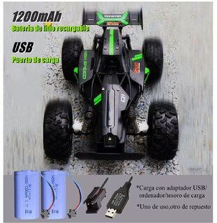 Foto 5 | Carro De Control Remoto De Alta Velocidad Impermeable 1/18, Belug Negro/verde