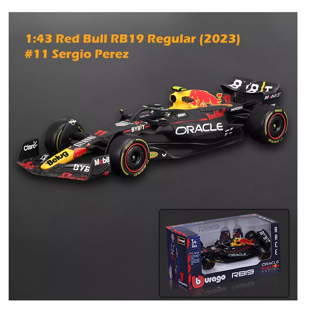 Foto 4 pulgar | Coche Sergio Pérez Fórmula 1 1:43 Burago Redbull F1 Rb19 #11, Belug Negro