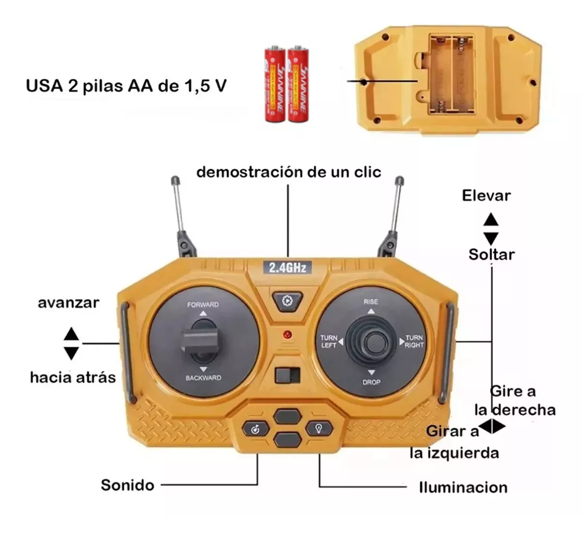 Foto 6 pulgar | Bulldozer de Juguete con Control Remoto  9 Canales 2.4ghz