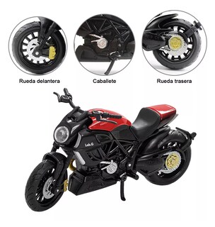 Foto 3 | Motocicleta de Juguete Alear Escala 1:18 Ducati Diavel Rojo