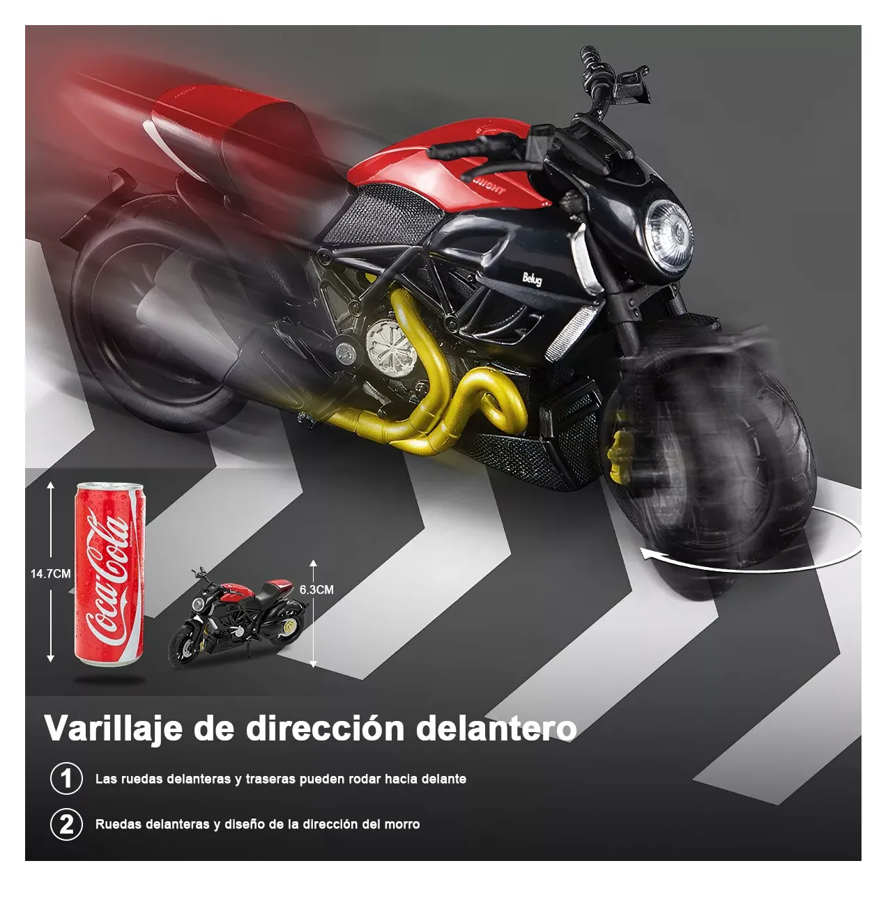 Foto 5 pulgar | Motocicleta de Juguete Belug 1:18 Ducati Diavel Roja