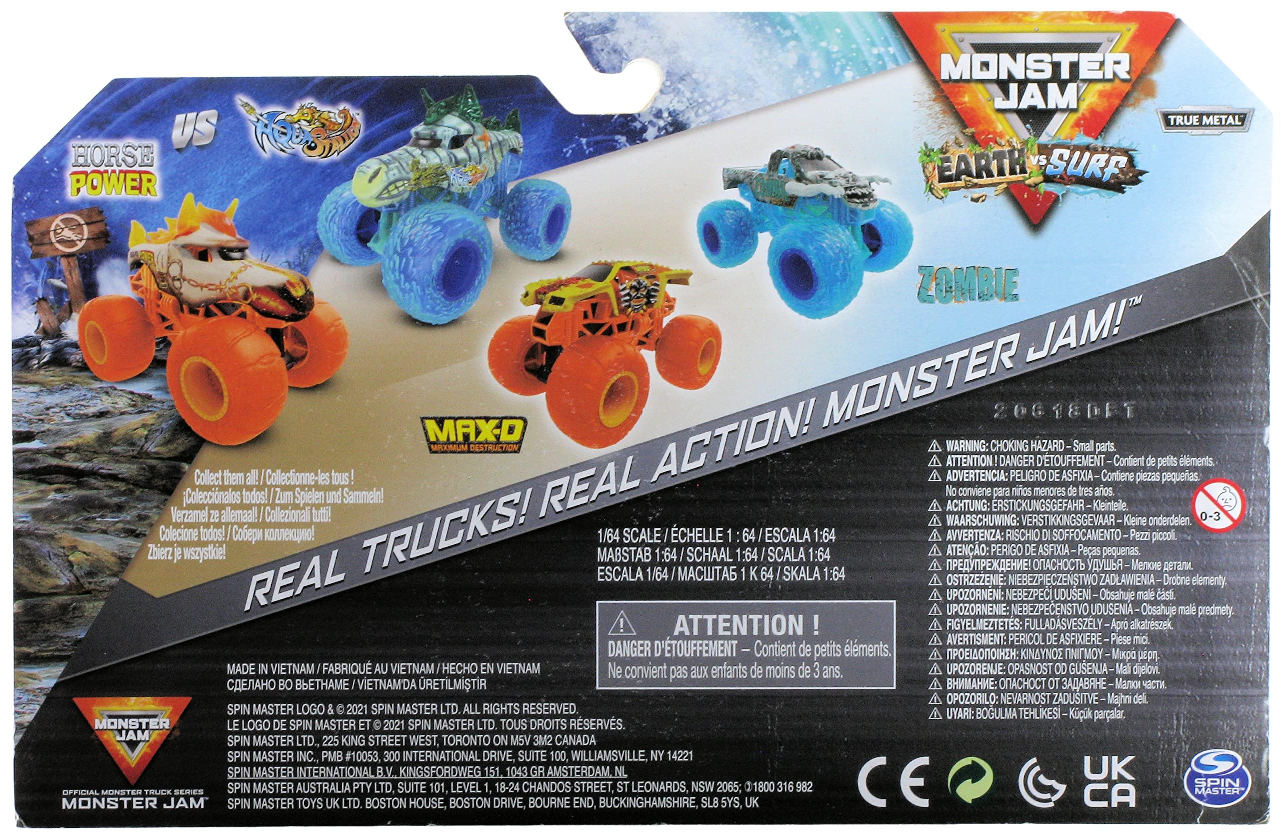 Foto 3 pulgar | Paquete Doble De Toy Truck Monster Jam Earth Vs Surf A Escala 1:64 - Venta Internacional.